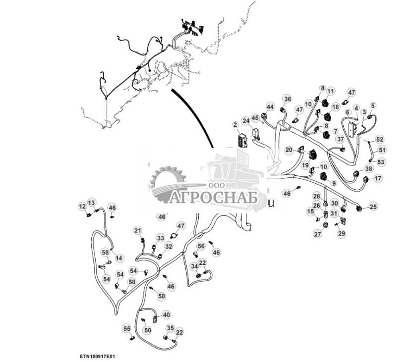 Жгут проводов шасси, с системой автоматического управления AutoTrac™ и резервным насосом, 15,0 L, двигатель FT4 (24) (804101 - ) - ST908979 231.jpg